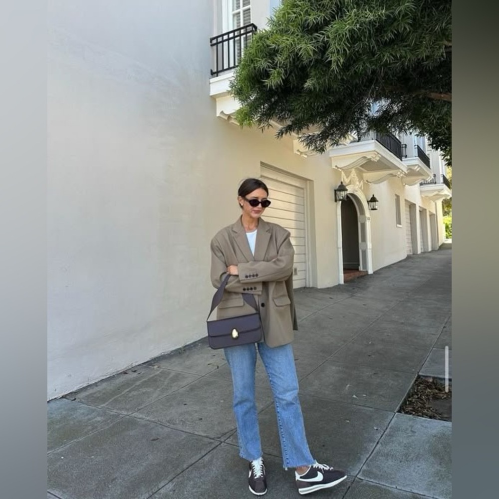 ZARA WOMAN LONGLINE STRAIGHT BLAZER JACKET GRAY GREEN SIZE XS